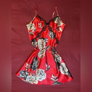 floral satin slip dress lace trim with bow (Apt 9)